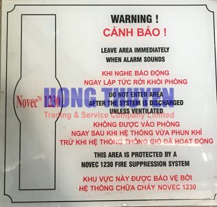 bảng cảnh báo he thong chua chay Novec