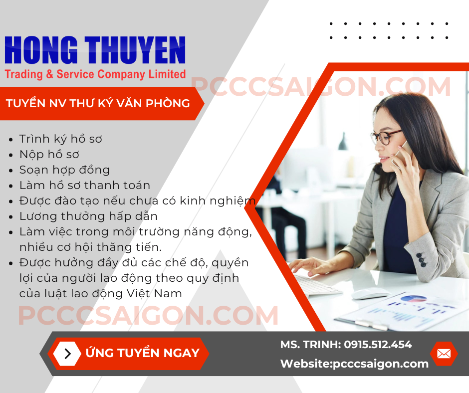 Tuyên dụng nhân viên thư ký văn phòng - công ty Hồng Thuyên